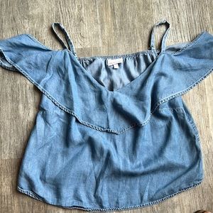 Shyanne denim cold shoulder crop